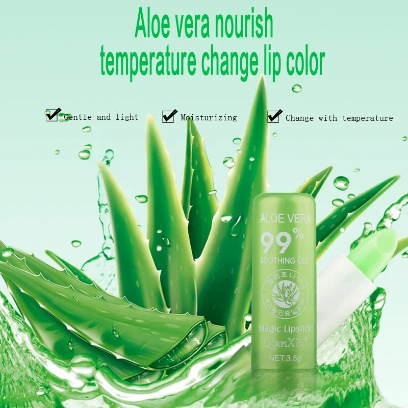 New Natural ALOE VERA Temperature Change Color Jelly Lipstick Long Lasting Moistourizing Lip Makeup Lip Balm Lip Gloss
