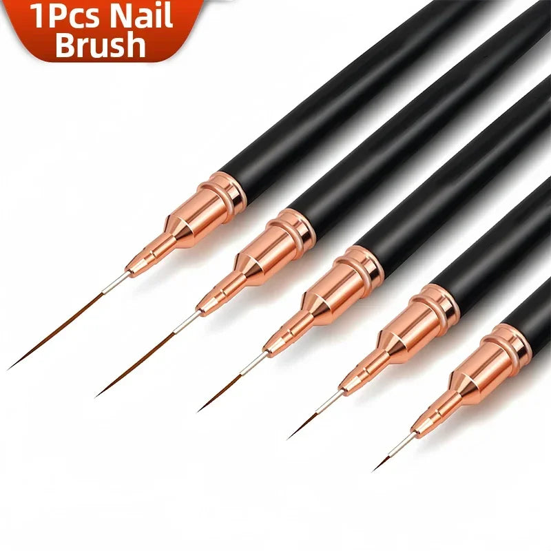 Professional Stripe Nail Art Brushes 1Pcs Nail Line Brush Black UV Gel Painting Pen Carved Nail Art Liner Brush for Manicure