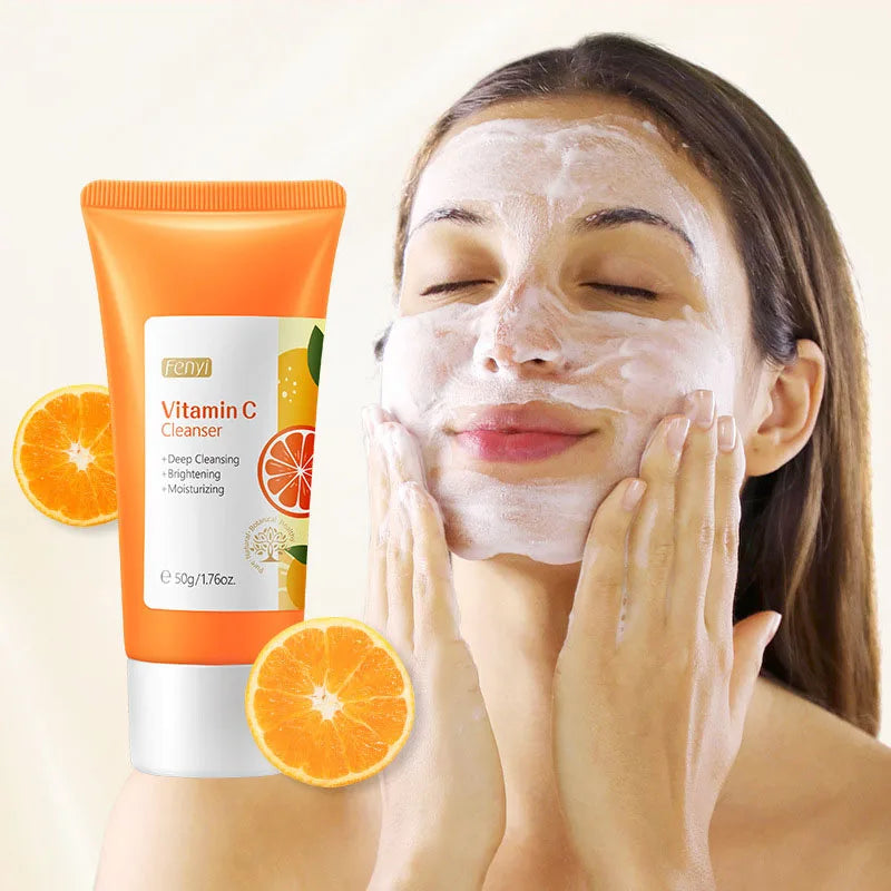 Vitamin C Facial Cleanser Skin Cleansing Moisturizing Anti Acne Blackhead Remove Skincare Face Wash Foam Face Cleanser Skin Care